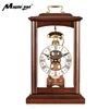 High Quality Retro Mechanical Pendulum Clock Skeleton Table & Desk Clock with Solid Wood Frame