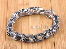 Skull Head Men’s Bracelet Gothic Biker Jewelry Stainless Steel