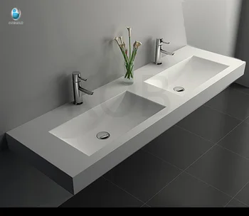 Ck2002 Trough Sink Double Sink Bathroom Vanity Solid Surface Wash Basin Buy Solid Surface Wash Basin Wash Basin With Vanity Unit Stone Resin Sink