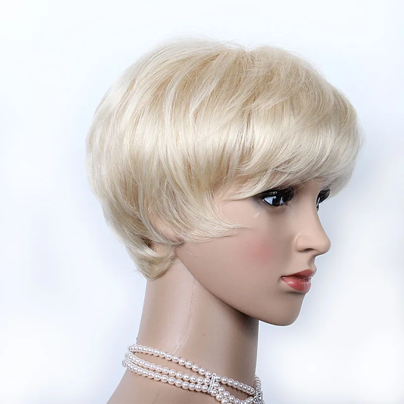 Top Quality Custom Transparent Lace White Blonde Short Pixie Cut Unprocessed Virgin Human Hair Lace front Wig