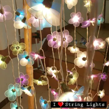 Nylon Artificial Flower String Lights 20 Flowers Set Made To Order Nylon Artificial Flower String Lights