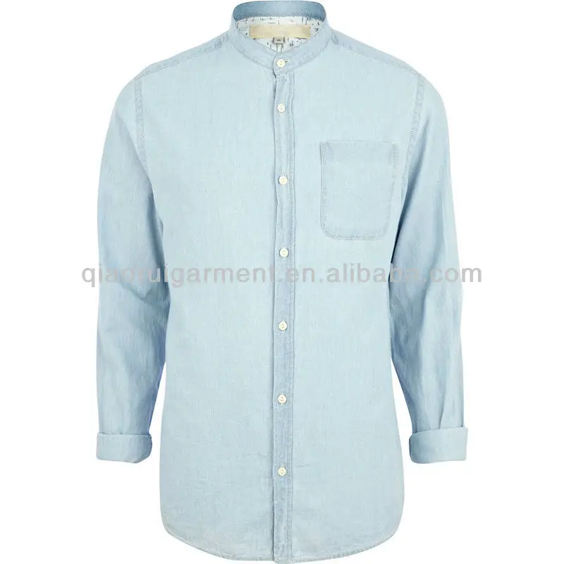 chinese collar jeans shirt