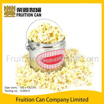 Large Round Popcorn Ice Bucket Tin Can With Wire Handle Buy Gift