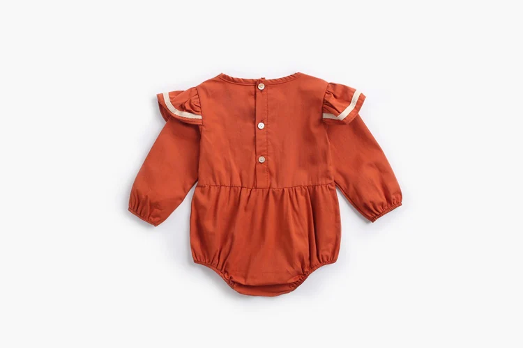 Newborn Baby Girl Peter Pan Romper - Long Sleeve One-Piece Bodysuit Spring Outfit