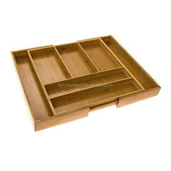 Kitchen Drawer Organizer Tray Bamboo Expandable Cutlery Drawer