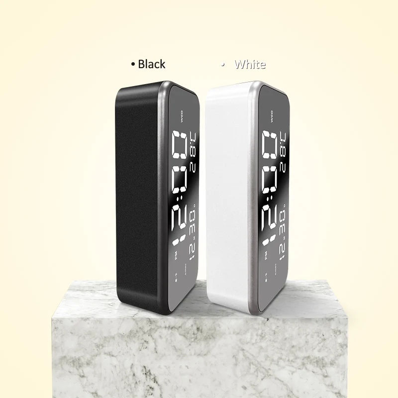 odm Decorative 2019 25 classic music Adjustable alarm volume impaired vision 9 inch large modern digital mirror led alarm clock