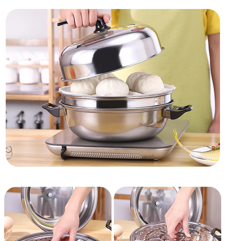 Chinese Hot Pot Steamer Stainless Steel Stock Pot Steam Cooking Pot