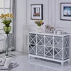 Luxury modern white lacquer grey mirror chest shoe shelf cabinet