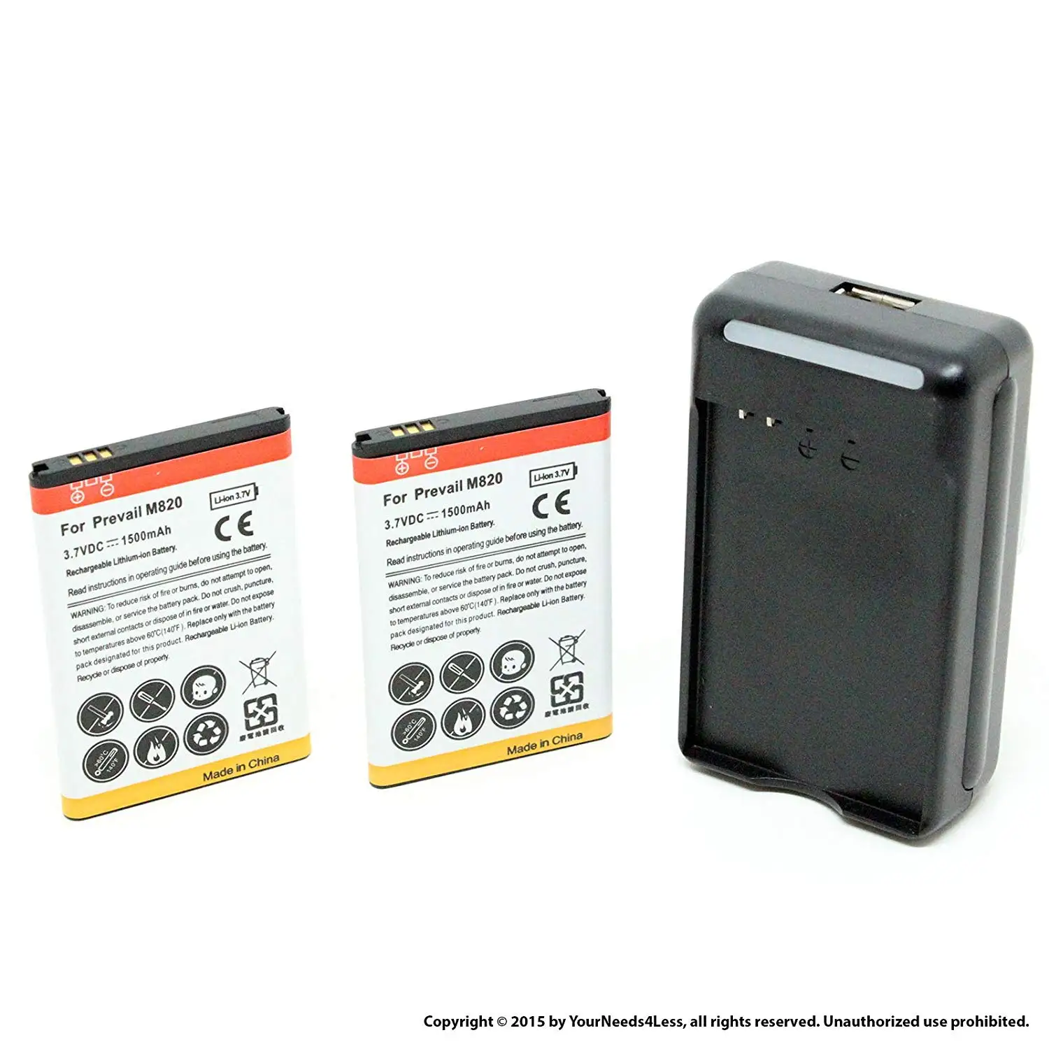 YN4L 2 X 1500mAh Replacement Batteries for Samsung Galaxy Prevail M820 (Boost Mobile) ; Intercept M910 ; i8910 + Wall Dock Charger Bundle