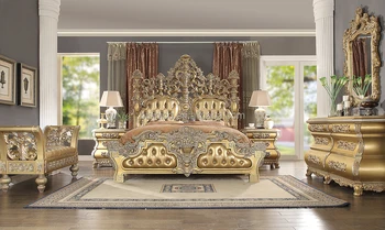 Classic King Size Solid Wood Bedroom Set Golden Color Italian Style Hotel And Villa Bedroom Furniture Moq 1 Set View Classic Golden Bedroom Set