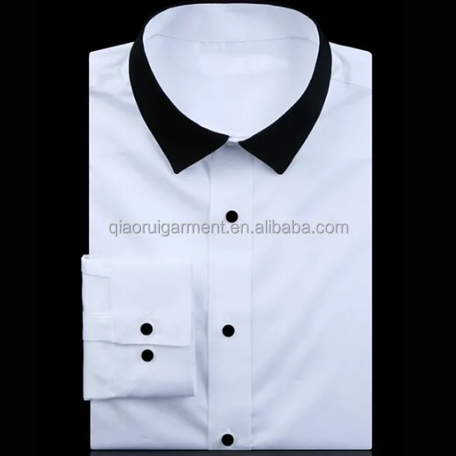 2014 最新の新デザインのメンズファッション黒襟白シャツ Buy メンズ