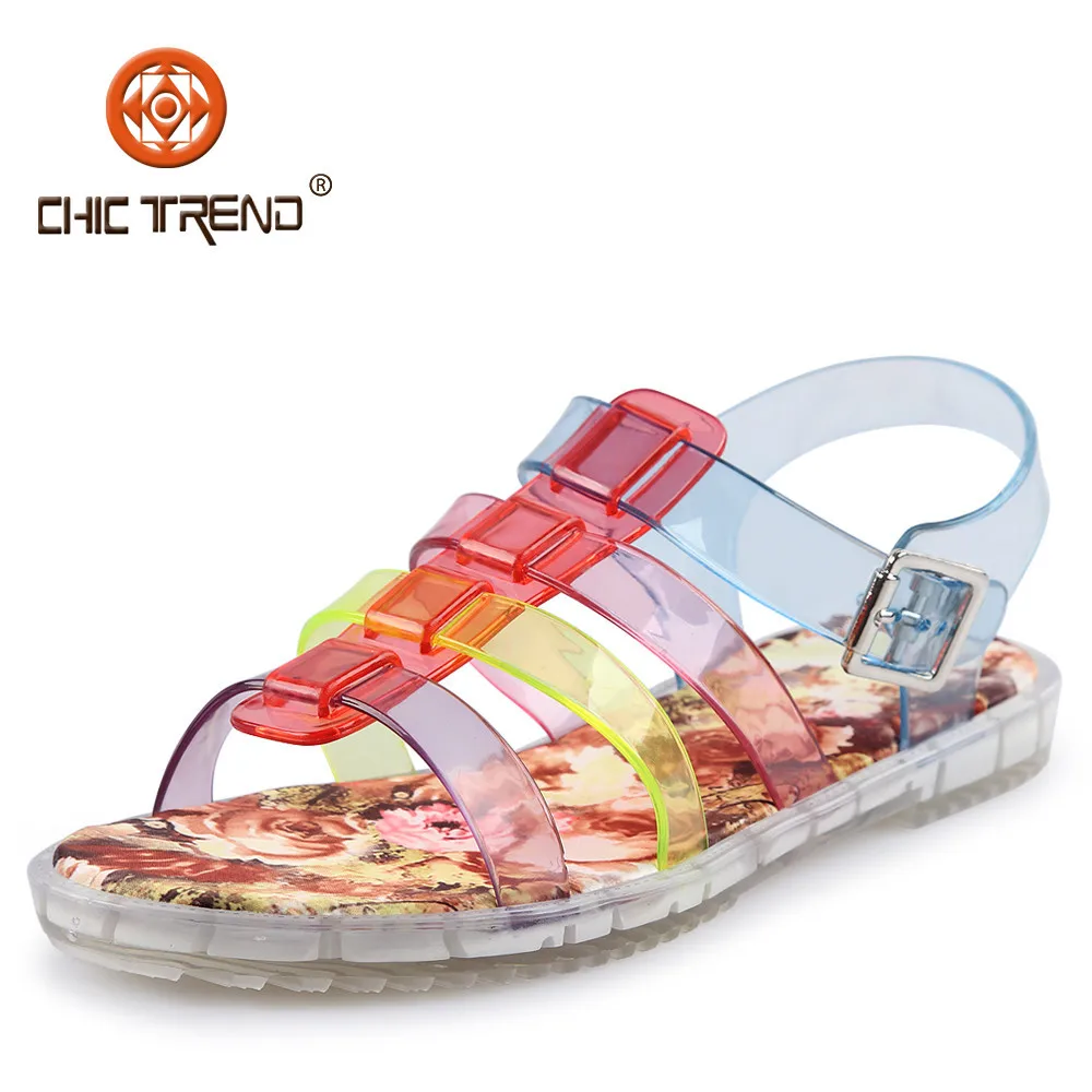 Product from China: 2015 new design colorful lady shoes crystal flower
jelly sandals pvc shoes plastic