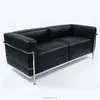 modern Stainless steel frame comfortable black Italian genuine leather LC3 2seater sofa