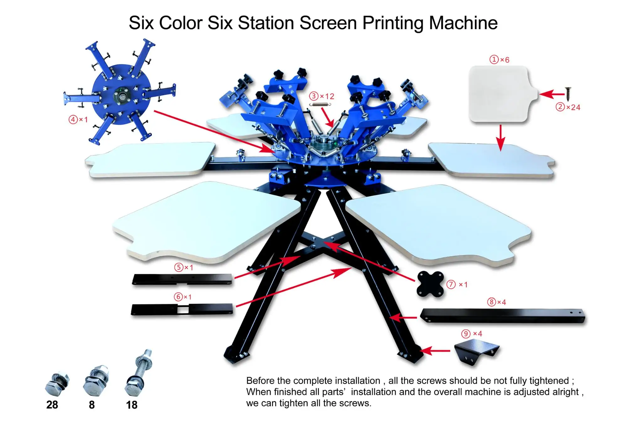 Cheap Price High Precision 6 Color 6 Station T-Shirt Screen Printing ...