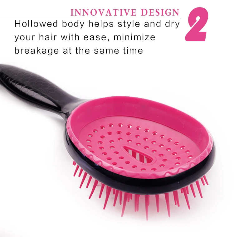 EURKA 8556 New Detangle Hair Brush For Wet And Dry Integrated Molding Of Pins Message Hair Brush