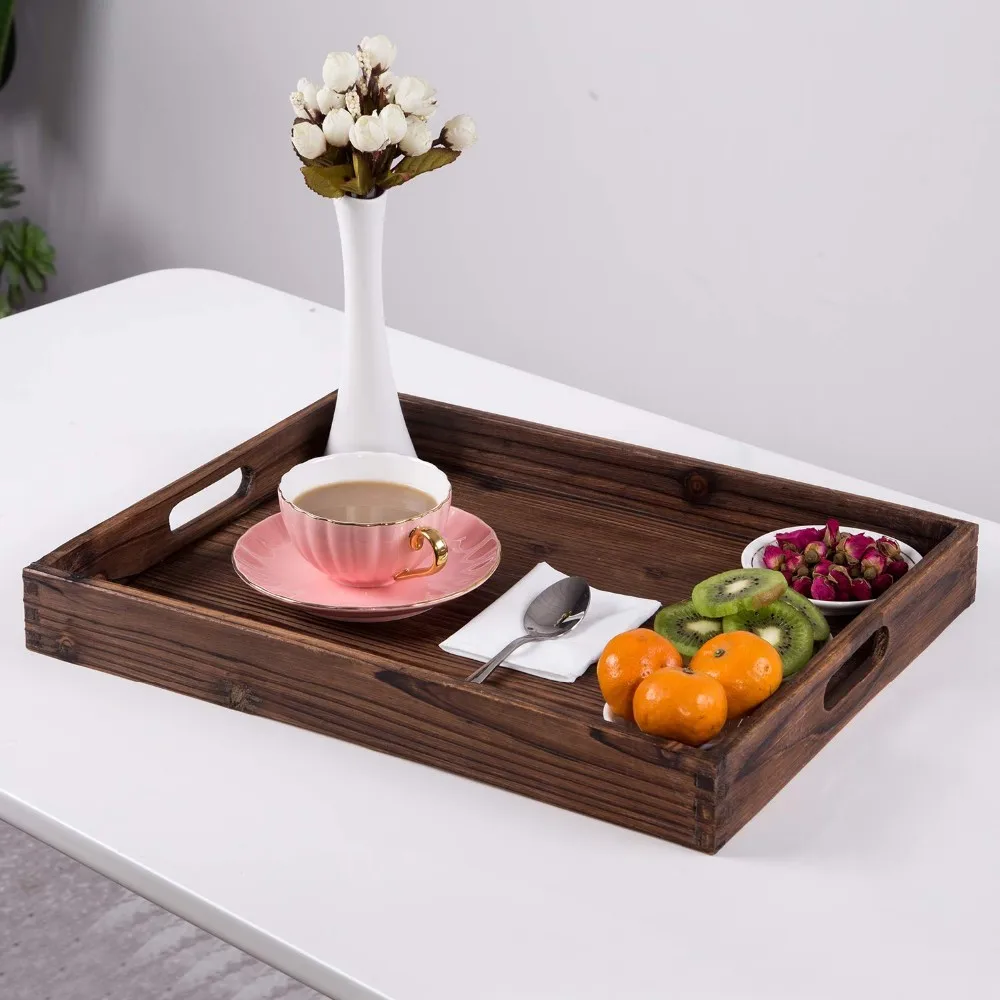 Wholesale Rustic Handmade Decorative Table Display Wood Food Tray With Handle Buy Tray With