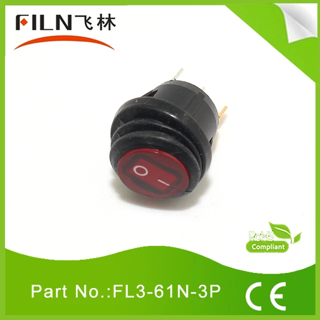6a 250vac spst 3 pins on off round illuminated waterproof 12v 24v 220v LED car micro boat sealed rocker switch