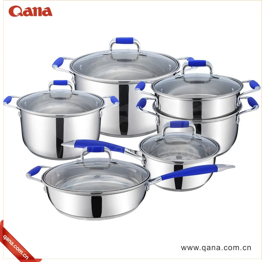 18 Pcs Stainless Steel Cookware Set Swiss Line Household Cooking Pots ...