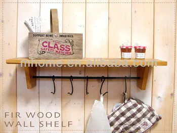 Rustic Wood Wall Shelf With Hooks For Kitchen Deco Rustic Wood Wall Shelf With Hooks For Kitchen Deco