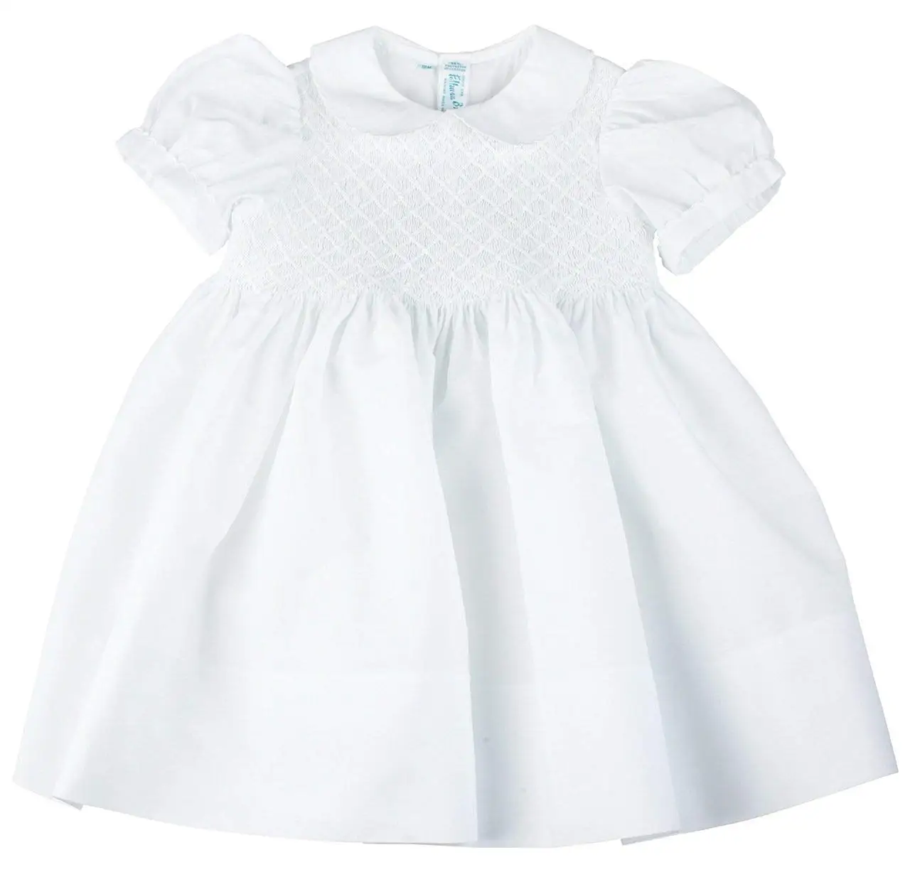 Buy Feltman Brothers Baby Girls White & Pink Smocked Dress Newborn ...