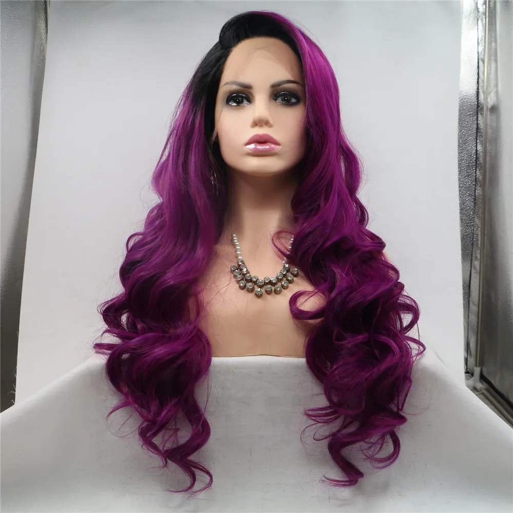 9a Grade Ombre Purple Color Long Loose Wave Synthetic Hair