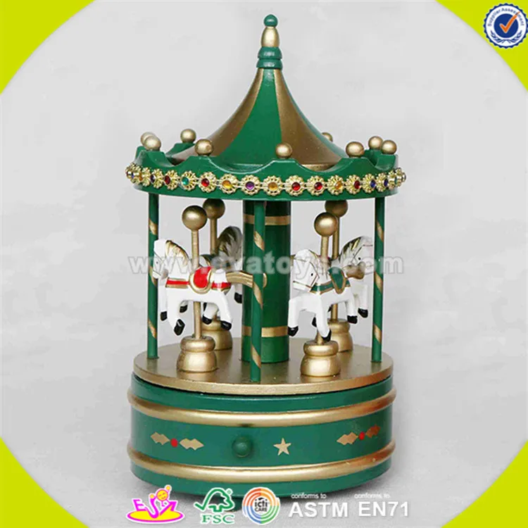 Wholesale Baby Wooden Toy Carousel Music Box Christmas Gift Kids Wooden