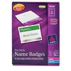 Badge Holder Kit W/laser/inkjet Insert, Top Load, 3 X 4, White, 100/box By: Avery