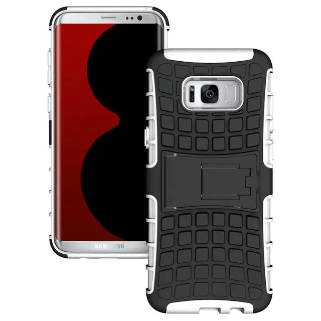 shockproof TPU+PC 2in1 tire pattern bracket cover phone case For Samsung Galaxy S8 S8 Plus