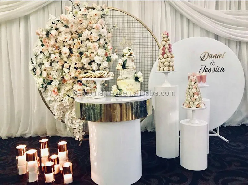 Wholesale Cheap Fancy White Round Acrylic Wedding Backdrop Stand For