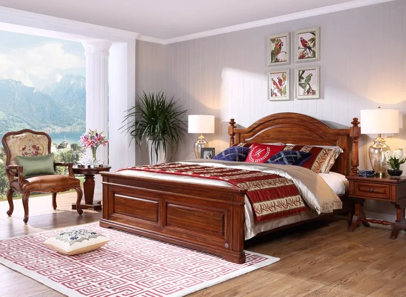 Nueva Cama De Madera Maciza De Estilo Americano/cama King Size - Buy