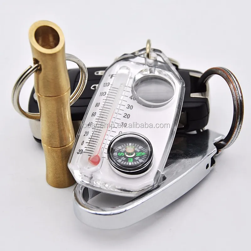 Portable Promotion Gift Compass Keychain With Thermometer And