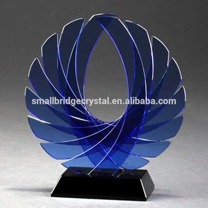 Wholesale Customized Unique Blue Custom Glass Award supplier