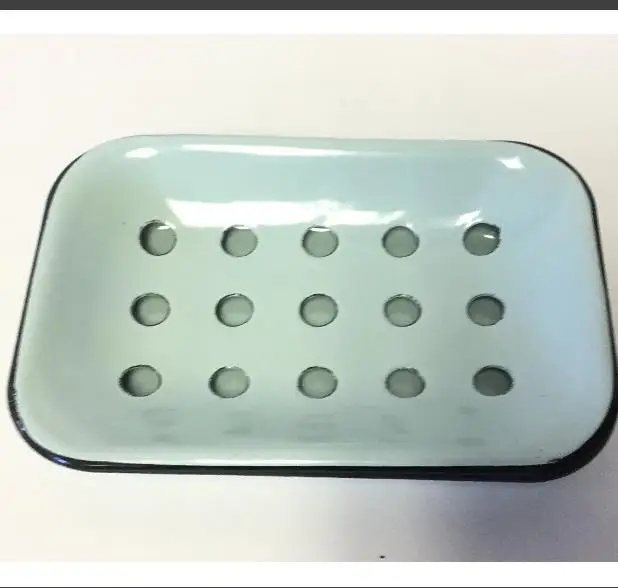 Es08 Vintage Style Metal Enamel Soap Dish W/ Drainage Holes Classic