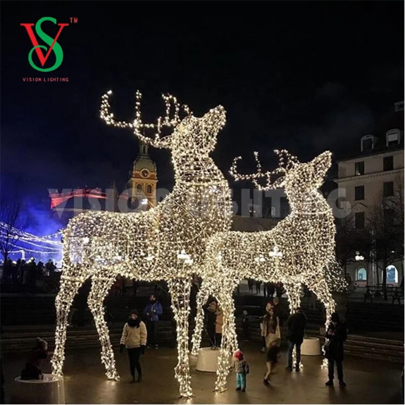 Holiday garden center decoration IP65 waterproof outdoor 30m xmas led rope animal motif reindeer light