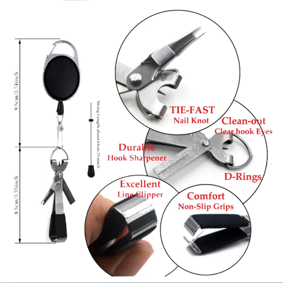 Fly Fishing Zinger Retractor Cable Retractable Key Chain Reel Quick