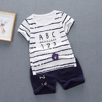 Wholesale Summer T-shirt and pants two piece set newborn baby boys clothes