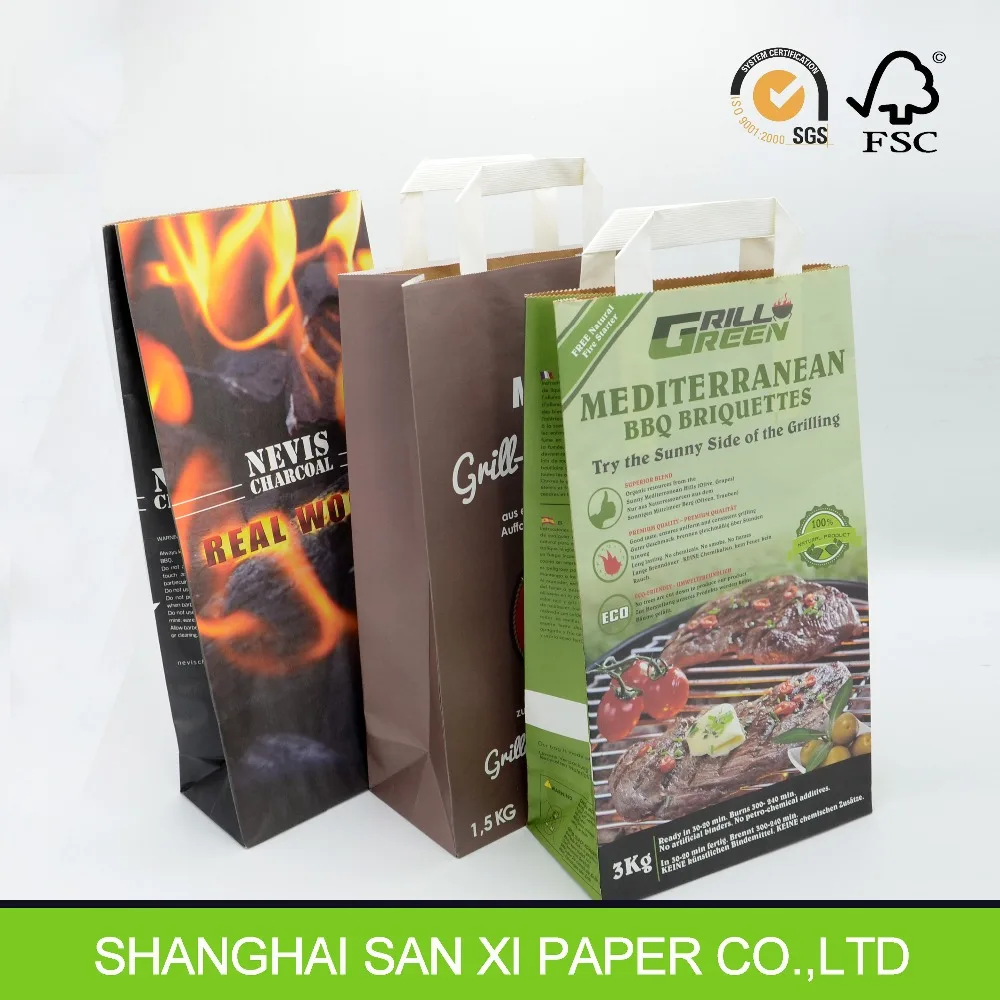 80g And 100g Double Layer Kraft Paper For Coal Packaging Bbq Charcoal Bag Bags Recycle