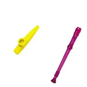 My First Recorder / Kazoo Pack -BPA FREE Pink Translucent Recorder w/Yellow Kazoo