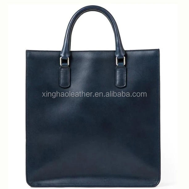 Sleek Men Genuine Leather Vertical Tote Bag Square Handbag Product On