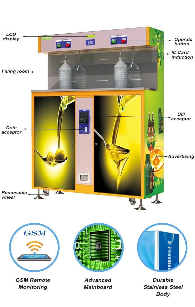 Double Outlets Olive Oil Vending Machine Buy Olive Oil Vending Machine,Oil Vending Machine,Oil