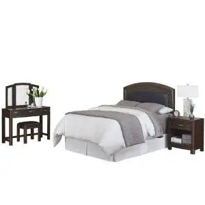 Crescent Hill Upholstered Headboard, Night Stand, and Vanity Set