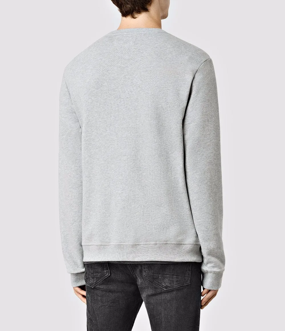 Custom Wholesale Grey Plain Long Sleeve Men Ribbed Crewneck Sweatshirt ...