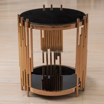 New Arrival Glass Top Stainless Steel Coffee Table Rose Gold Finishing Metal Side Table View Glass Coffee Table Shunhuang Product Details From Foshan Shunhuang Furniture Co Ltd On Alibaba Com