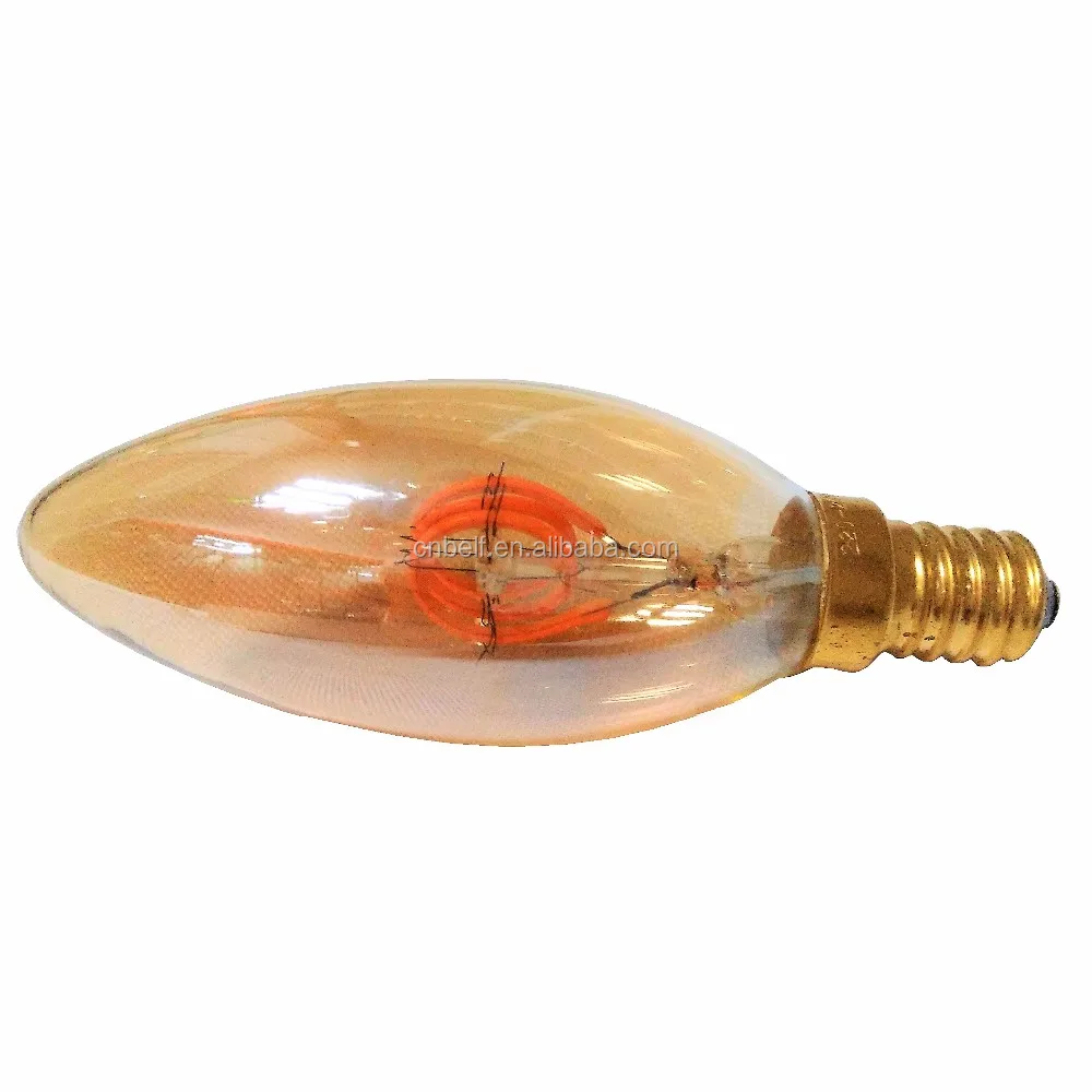 LED Filament Candle Lights C35 Dimmable 3.5W LED Edison Bulb Amber Gold Tint Style