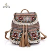 Fashion tassel cotton fabric weekend travel ethnic backpacks bags for lady