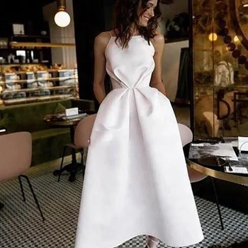 Spaghetti Strap Elegant Short Satin White Wedding Bridal Dress Spaghetti Strap Elegant Short Satin