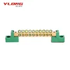 YL-004 Green earth grounding brass busbar 10Ways with plastic holder