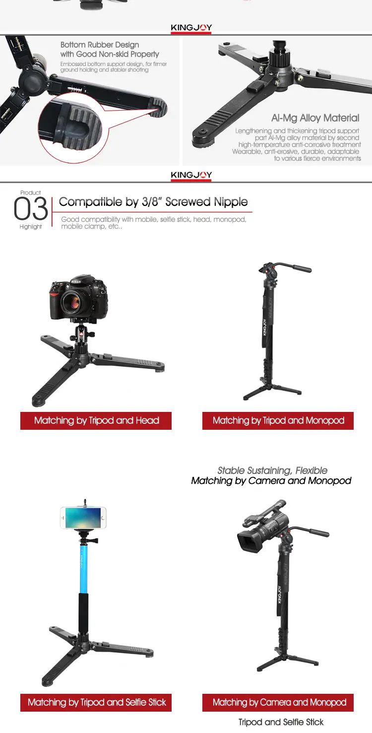 Carbon Fiber Foldable All In One Monopod With Pan Head Also Ball Head