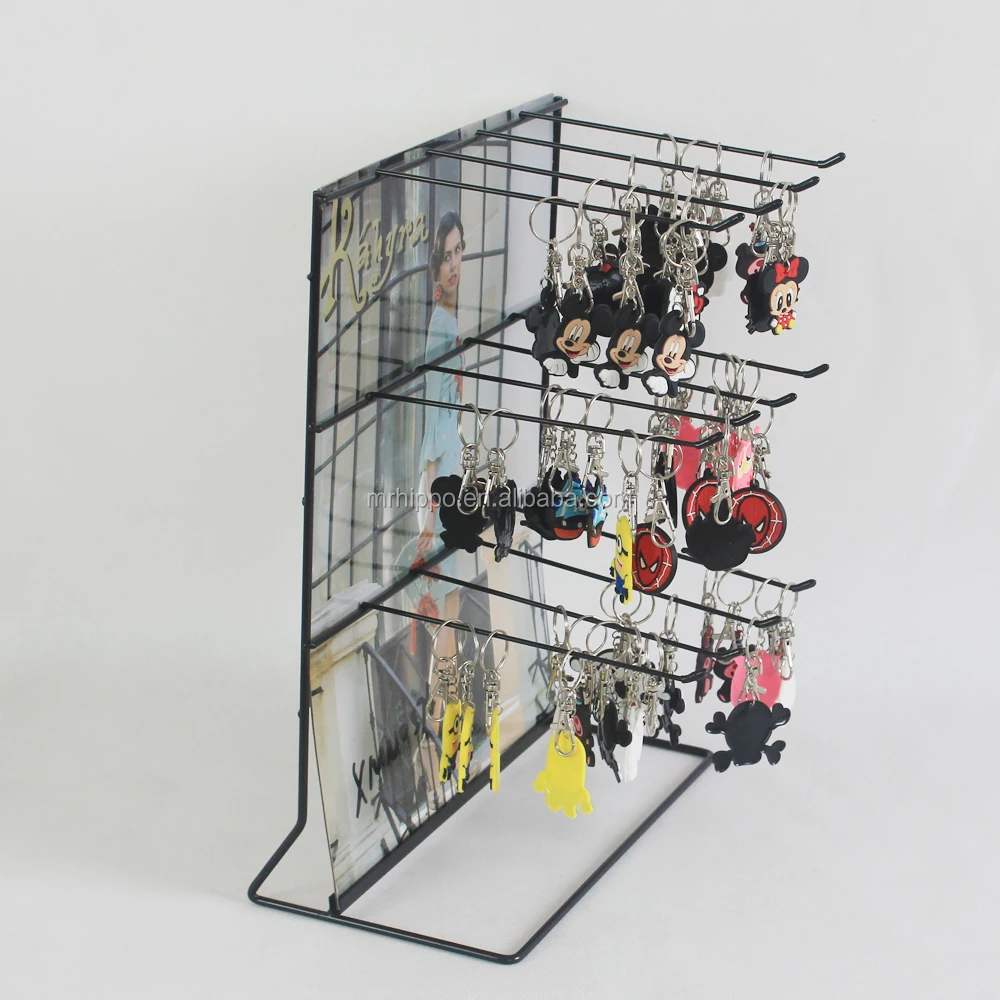 Oem Design Metal Wire Shelf Counter Hanging Keychain Display Rack/key