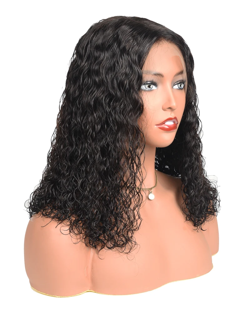 Large Stock Water Wave Full Lace Wig 12inch Natural Hairline Curly Wig